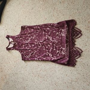 Beautiful lace mini dress with cream underlay